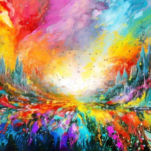 16x20 Unique Paint Splatter‎ Watercolor Oil Painting Fantasy Art Poster - Picture 3 of 7